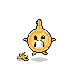 Key Cartoon Is Slip On A Banana Peel