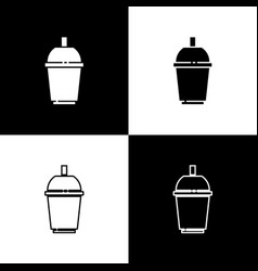 Set Coffee Cup To Go Icon Isolated On Black