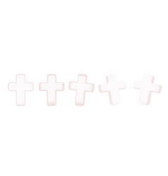 Set Of White 3d Christian Cross Isolated