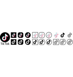 Tik Tok Icon Set Social Media Logos Black