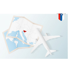 Travel To Slovenia Top View Airplane With Map