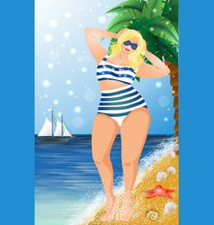 Plus Size Sexy Girl On The Beach Summer Time Gree