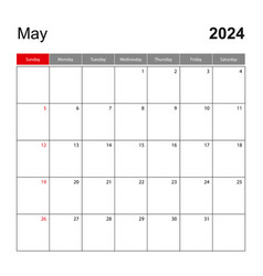 Wall Calendar Template For May 2024 Holiday