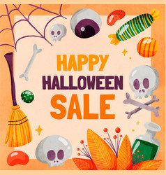 Watercolor Halloween Sale Design