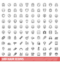 100 Hair Icons Set Outline Style