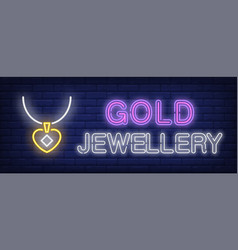 Gold Jewellery Neon Text And Pendant With Gem