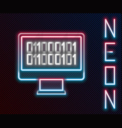 Glowing Neon Line Binary Code Icon Isolated