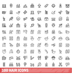 100 Hair Icons Set Outline Style