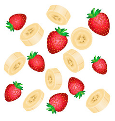 Falling Red Strawberries And Yellow Banana Slices