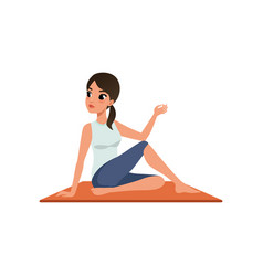 Girl Sitting In Yoga Spinal Twist Position