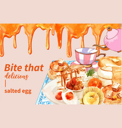 Salted Egg Frame Design With Teapot Stuffed Bun