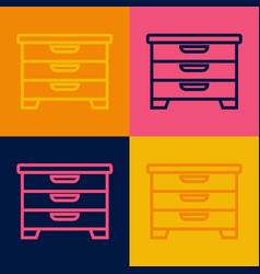 Pop Art Line Chest Of Drawers Icon Isolated