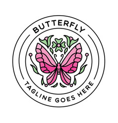 Butterfly Monoline Logo Nature Vintage Badge