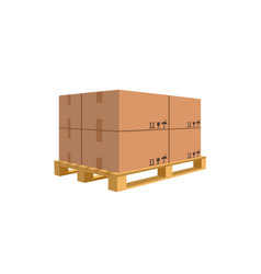 Cargo Boxes On Wooden Pallet Isometric Flat