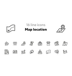 Map Location Line Icon Set