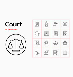 Court Line Icon Set Jury Box Jail