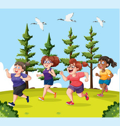 Group Of Multicultural Women Jogging