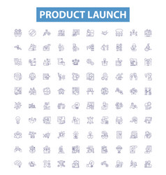 Product Launch Line Icons Signs Set Launch