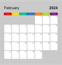 Calendar Page For February 2024 Wall Planner With