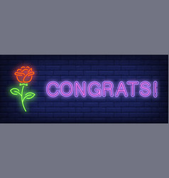 Congrats Neon Text With Rose