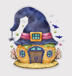 Watercolor Halloween House Design