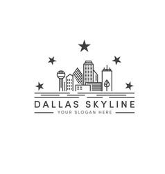 Dallas Skyline Logo Designs With Stars And Line