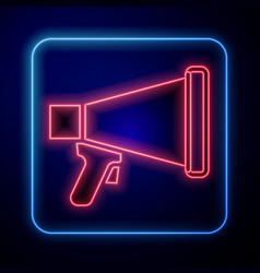 Glowing Neon Megaphone Icon Isolated On Black