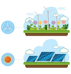 Green Energy Concept With Solar Panels And Wind