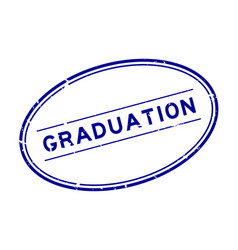 Grunge Blue Graduation Word Oval Rubber Seal