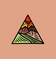 Hand Drawn Mountain Logo Design Emblem