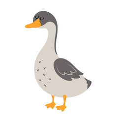 Cute Cartoon Goose Isolated