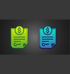 Green And Blue Contract Money Icon Isolated