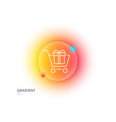 Shopping Cart With Gift Box Line Icon Gradient