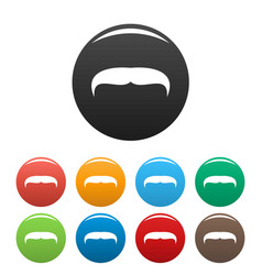 Villainous Mustache Icons Set Color