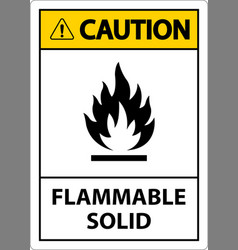 Caution Hazardous Signs Flammable Solid On White