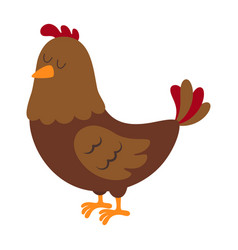 Cute Cartoon Hen Isolated