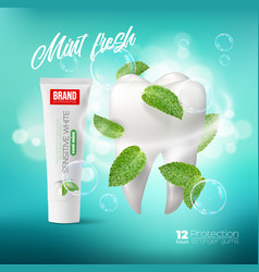 Green Mint Leaves Swirl And Toothpaste Dental Care