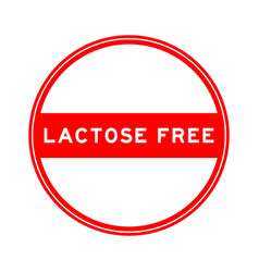 Red Color Round Seal Sticker In Word Lactose Free