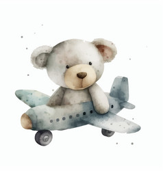 Bear Is Flying On A Plane In 3d Style