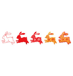 Running Rabbit Flat Line Paper Cuts For Chinese