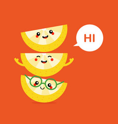 Cute Lemon Slice Characters Having Fun Saying Hi