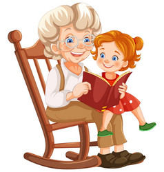 Elderly Woman And Young Girl Enjoying A Book