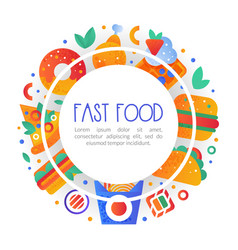 Fast Food Snack And Tasty Meal Round Banner