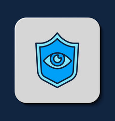 Filled Outline Shield And Eye Icon Isolated