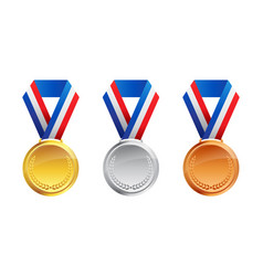 Simple Gold Silver Bronze Medals With Ribbon