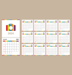 Colorful Wall Calendar For 2024 On Beige