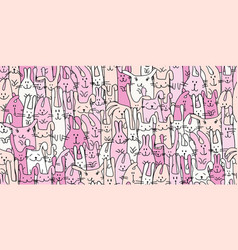 Funny Bunnies Family Seamless Pattern Background