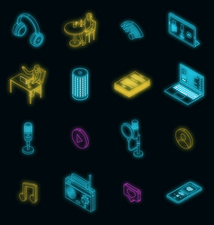 Podcast Icons Set Neon