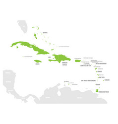 Political map of carribean green highlighted Vector Image