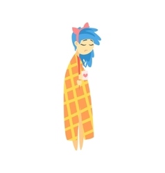 Sad Girl With Blue Hair Wrapped In Blanket